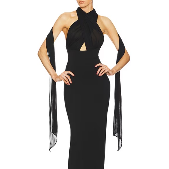 HELSA The Amber Dress Maxi Gown with Mesh Top Scarf XS - Picture 6 of 8